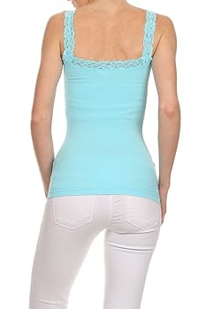 ICONOFLASH Seamless Nylon Spandex Tank Top with Stretch Lace